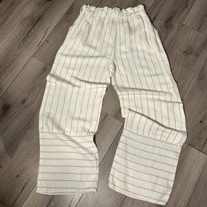 Vintage Havana Women’s Medium Pull Up Linen Blend Gray Striped Pants Flare